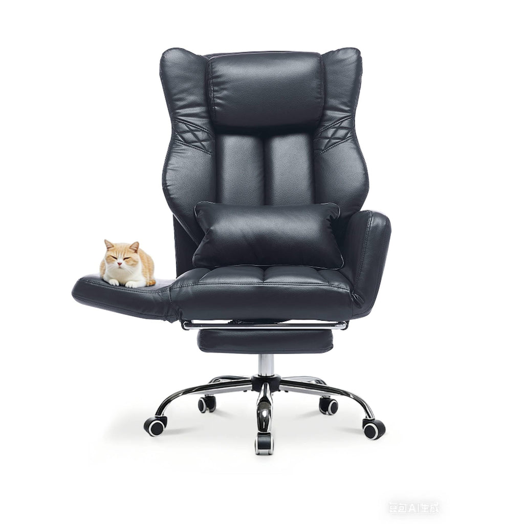 Forveolux High Back Criss Cross Office Chair with Foot Rest & Flip Armrests, Black