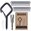35 PCS Eye Screw Hooks for Hanging Heavy Duty with Safety Buckle.Metal Ceiling Hooks for Hanging Plants,Cup,Wind Chime,Bird Feeders,Christmas String Lights at Indoor&Outdoor,2.36 Inches Black