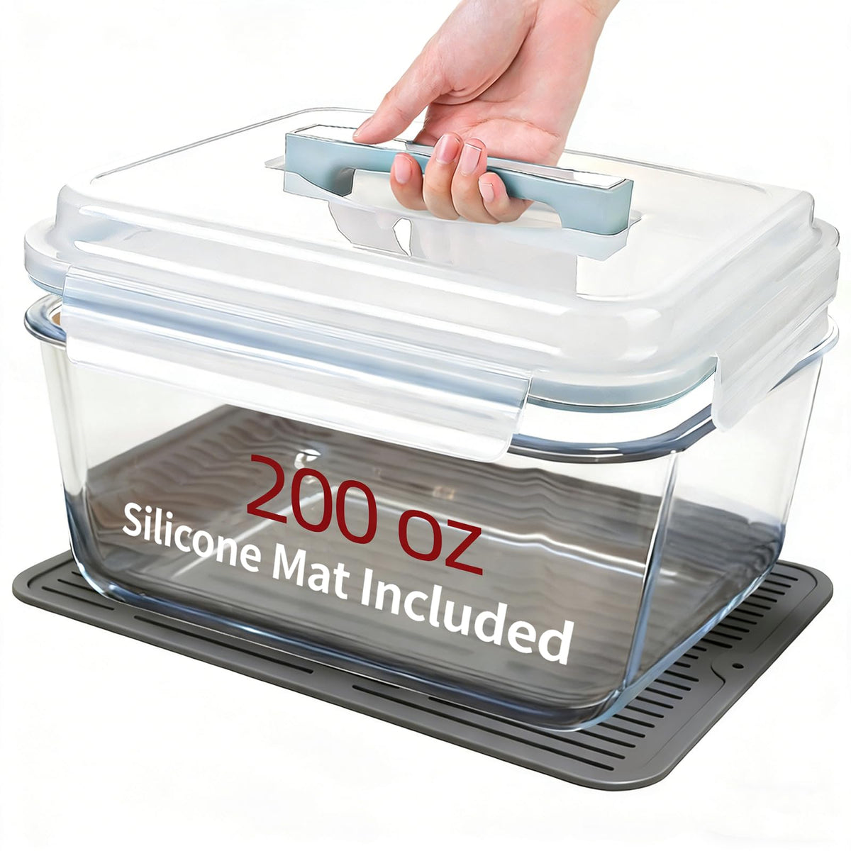 Large Glass Storage Containers with Lids 200oz/6000ml - Borosilicate Extra Large Glass Food Storage Containers for Rotisserie Chicken, Turkey - XL Big Glass Bowl Airtight Freezer to Oven Safe