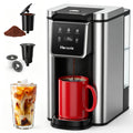 Horavie Single Serve Coffee Maker for K-Cup Pod and Ground, Hot & Iced Coffee Maker, Strong Button Feature, 6 to 14oz Brew Sizes, 50oz Removable Reservoir, Fit 6.5" Mugs, Stainless Steel, Black