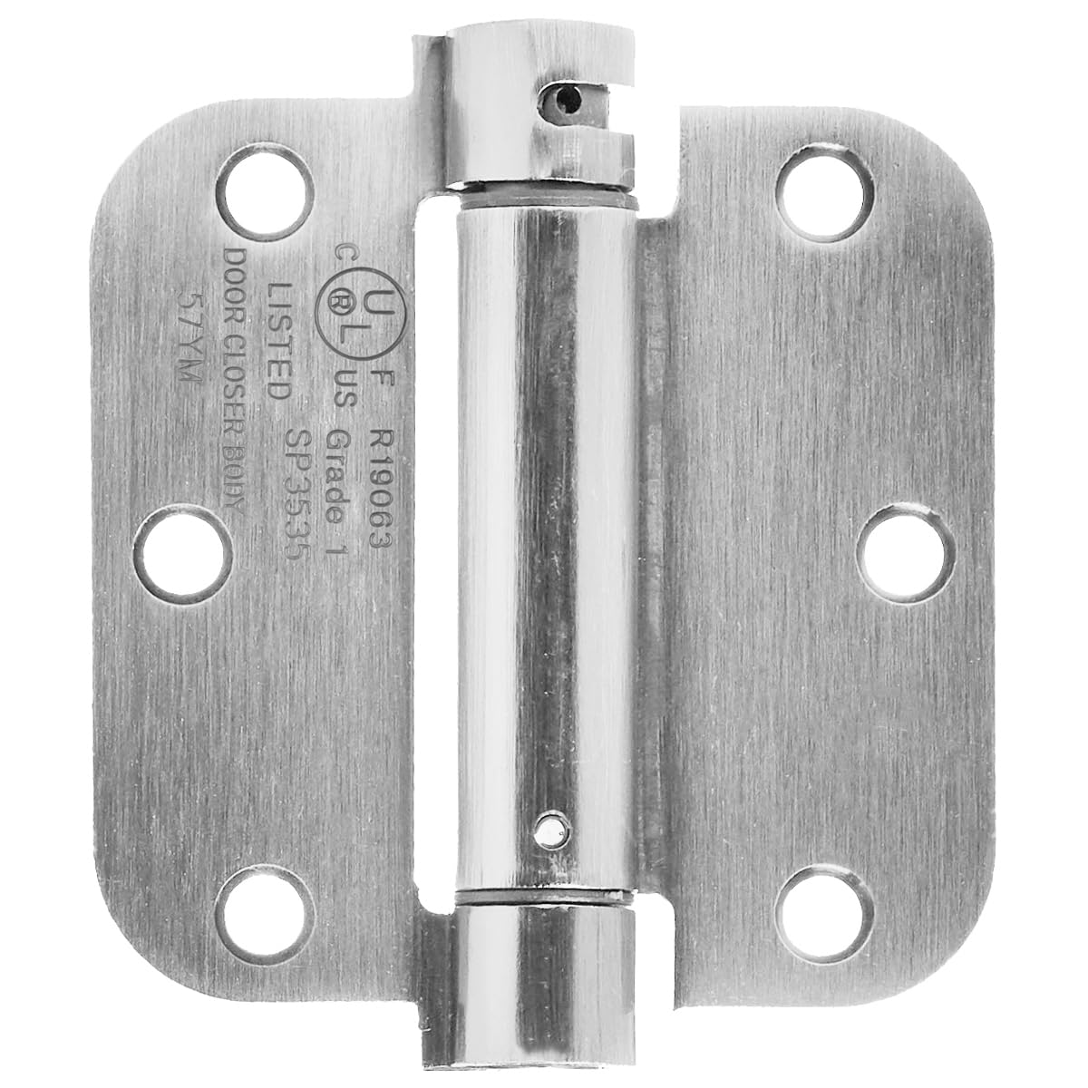 Fanci Basics Self-Closing Door Hinge, 3.5 Inch x 3.5 Inch, 5/8-Inch Radius, Satin Nickel, 1-Piece, Hardware Included