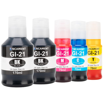 GI-21 G3270 G3260 Ink Refill Bottles Compatible for Canon MegaTank Printers GI21 PIXMA G1220 G1230 G2260 G2270 G3260 G3262 G3270 G3272 G3290 G4270 G4280, 2BK C M Y 5 Pack