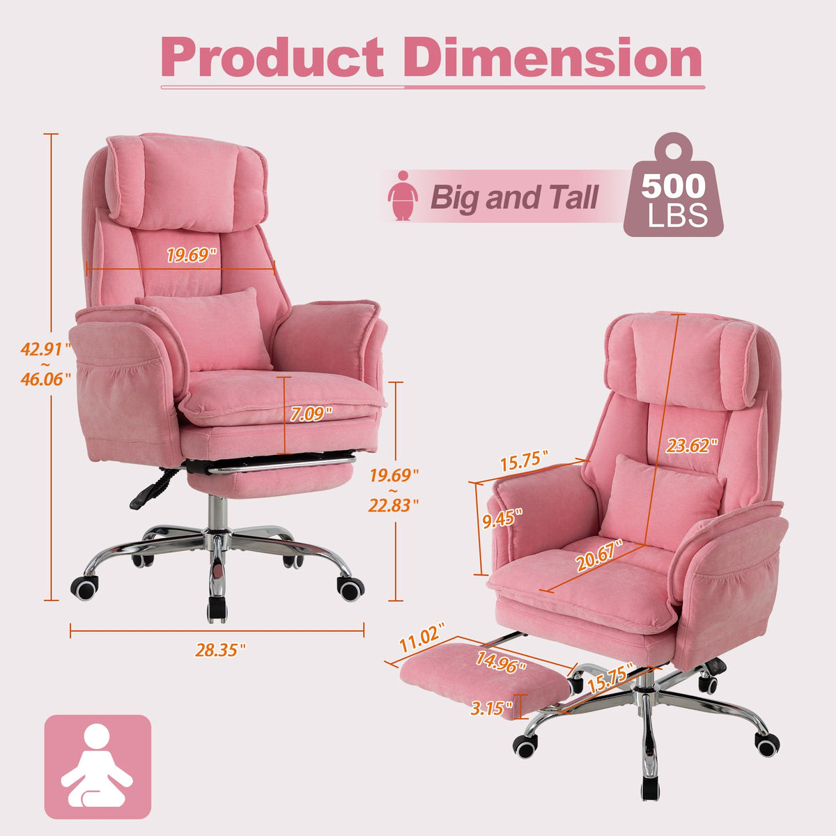 Bowthy Office Chair with Flip Armrests & Foot Rest,criss Cross Legged Home Office Desk Chair with Pet Seat,ergonomic Reclining Computer Gaming