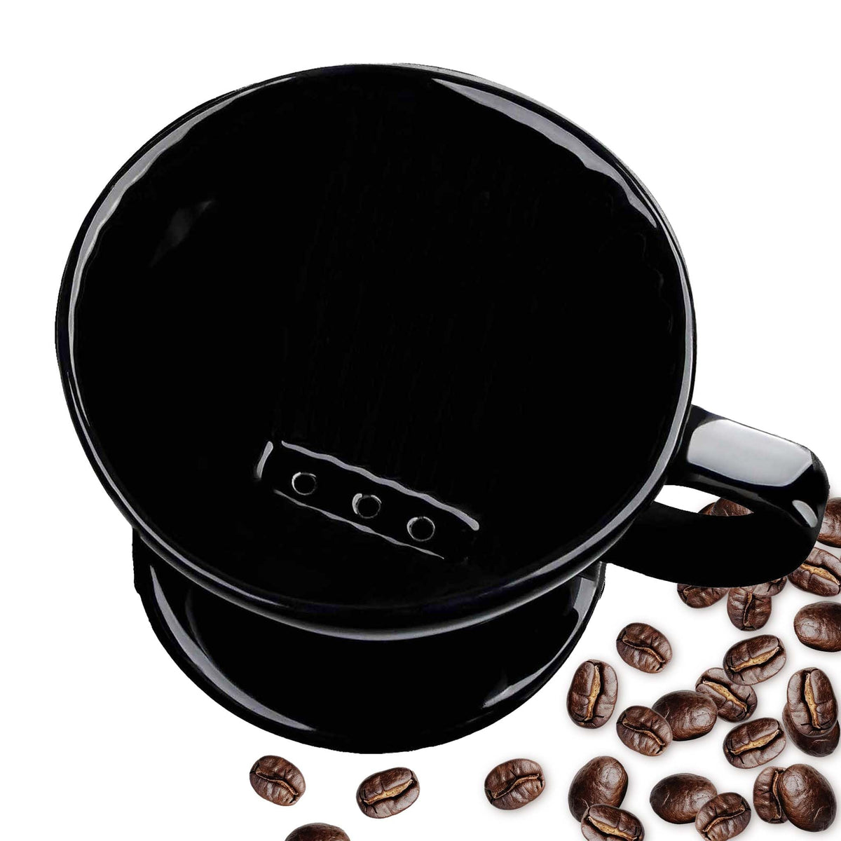Handmade Pour Over Ceramic Coffee Dripper - Authentic Brewing Experience for Camping, Office, and Home (Black)