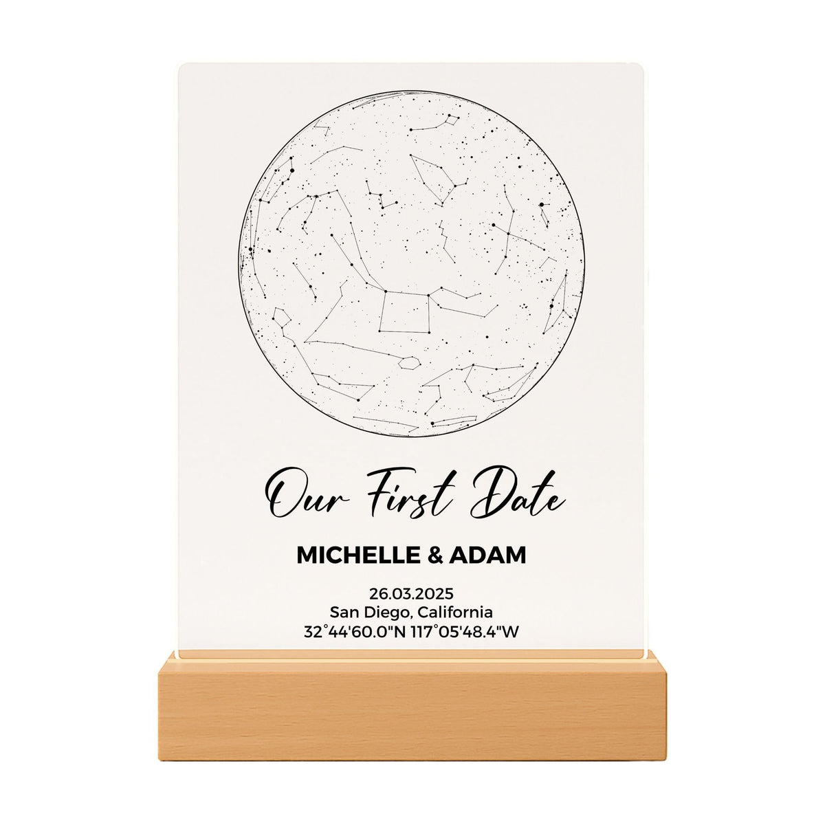 Custom Star Map by Date - Personalized Constellation Map Night Light Wedding Date Night Couple Gift for Him Custom Star Chart Anniversary, Valentines Day