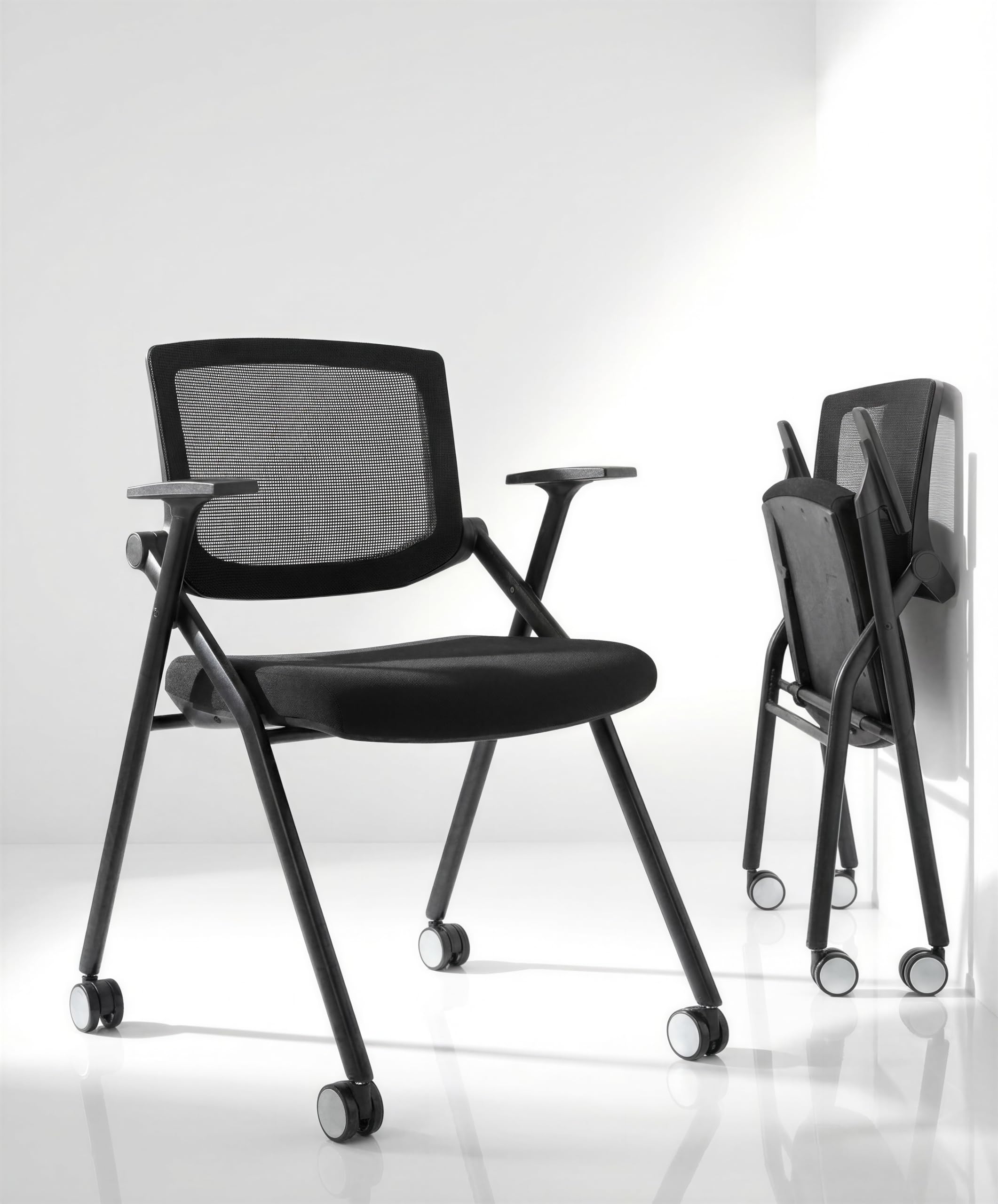 Brobriyo 1 Pack Conference Room Chairs with Wheels, Ergonomic Mesh Back and Arms for Meeting, Conference, Reception, Training Room & Home