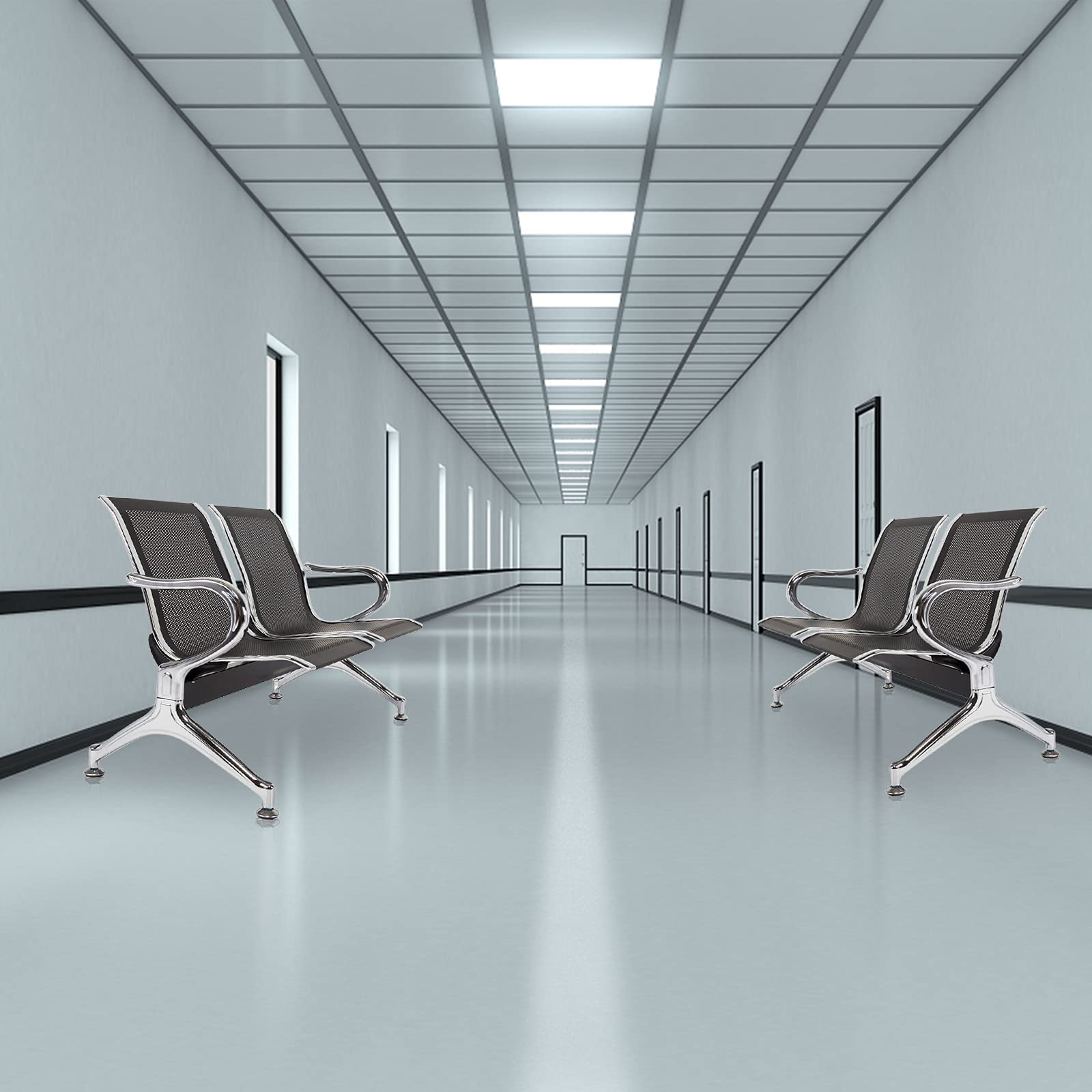 Buenotoys 2-seat Waiting Room Chairs - Waiting Room Bench with Arms Airport Reception Bench Guest Reception Chairs Lobby Bench Waiting Area for