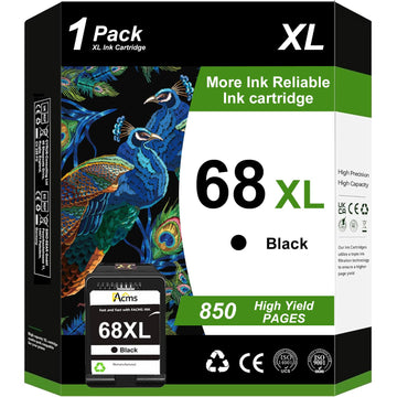 68XL Black Ink Cartridge High Yield Replacement for HP 68e 68 XL Ink Compatible for HP Envy 6155e 6500e 6552e 6555e 6558e Printer (1 Black)