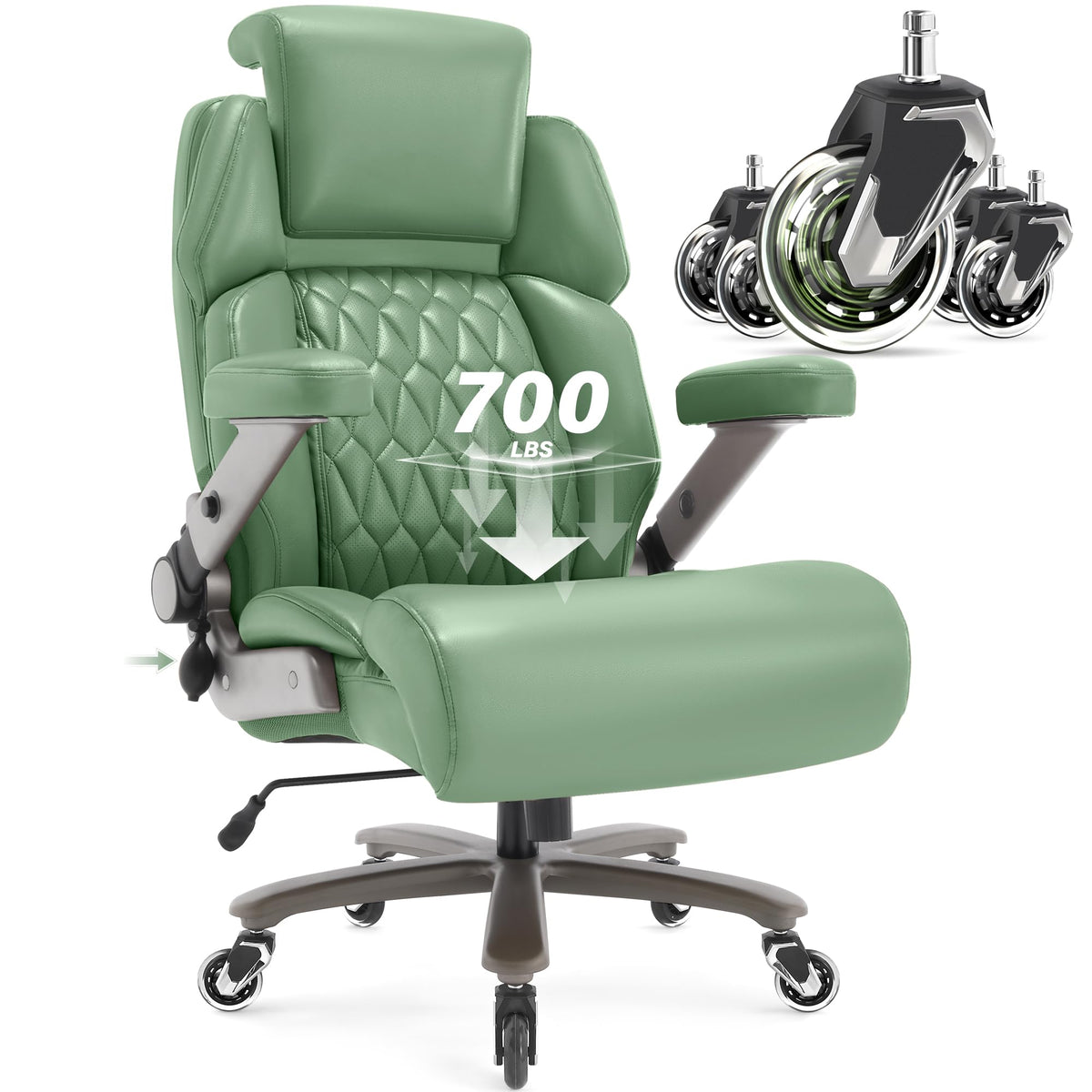Big and Tall Office Chair 700lbs, Ergonomic High Back Computer Desk Chair, Large, Green