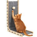 Cat Scratch Pad Felt Cat Scratcher for Indoor Cats Scratching Board Scratchers for Large Cat Scratch Furniture Protector with Ball Kitten Toys L Shape 26.8 Inch Grey