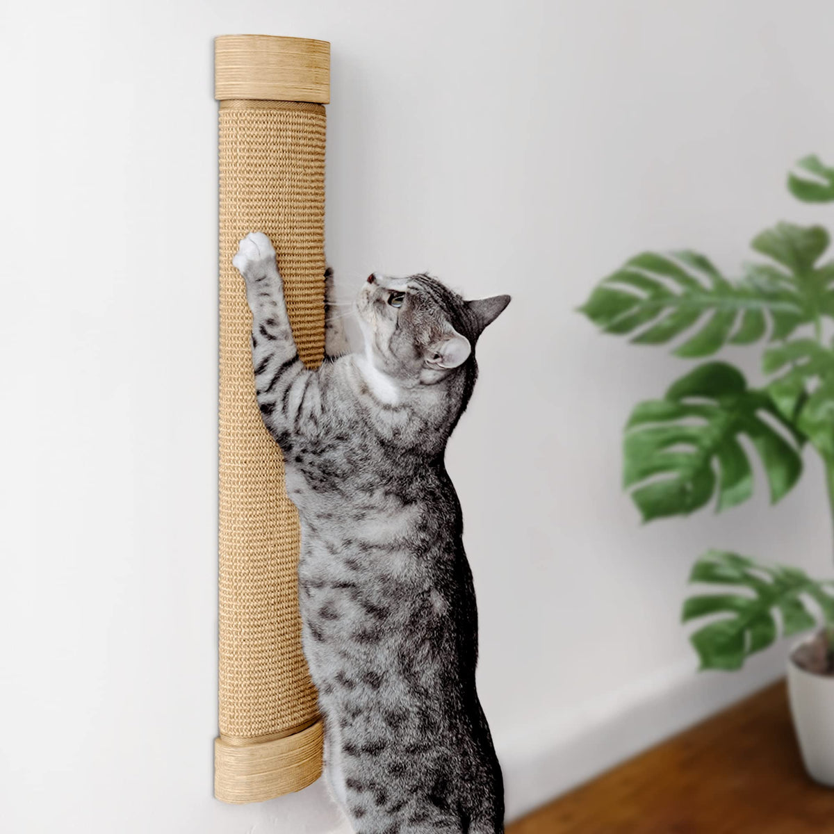 7 Ruby Road Wall Mounted Cat Scratcher - Replaceable Sisal Mat - 29.5" Tall Wall Cat Scratcher for Indoor Cats — Adjustable Height, No Staples, Patented Design