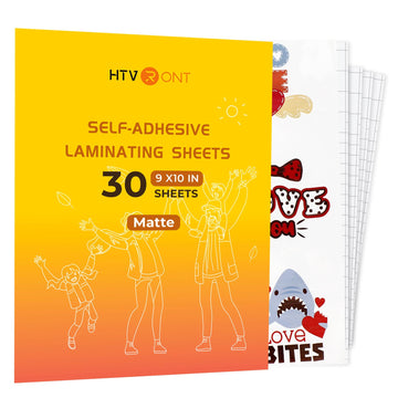 HTVRONT Self-Adhesive Laminating Sheets,30 Pack 9x10 Inches Matte Clear Laminator Paper,No Heat Required Self-Sealing Laminating Sheets,Waterproof Sticker Paper for Photos,Menus, Documents Protection
