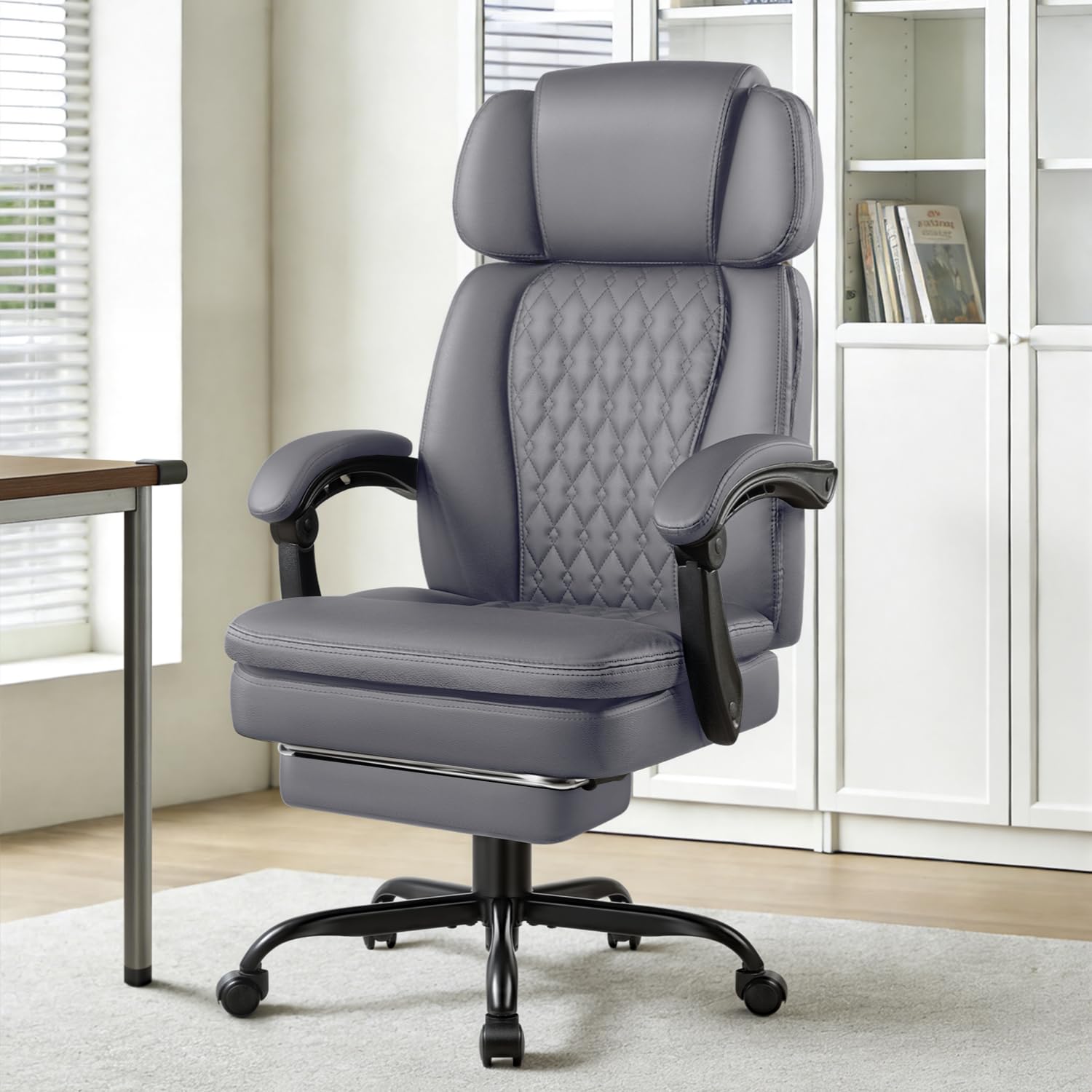 Vendorz Office Chair with Foot Rest 400lbs, Heavy Duty Executive Leather Office Chair for Heavy People,big and Tall High Back Ergonomic Comfy