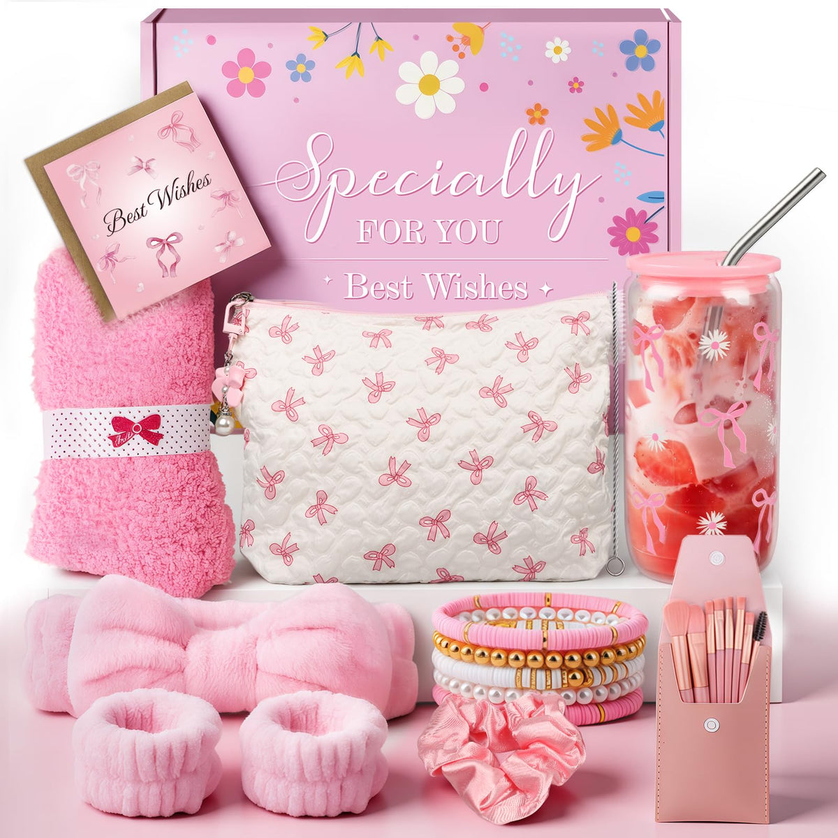 TUZELIYA Exquisite Birthday Gifts for Girls Teens - Best Birthday Presents for Her - Unique Gift Baskets for Women - Graduation Gifts for Best Friends Girlfriend Daughter Mom Sister Coworker - Pink