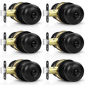 Estmoon 6 Pack Door Knobs, Matte Black Privacy Door Knob with Lock, Keyless Door Handle with Lock for Bedrooms/Bathrooms