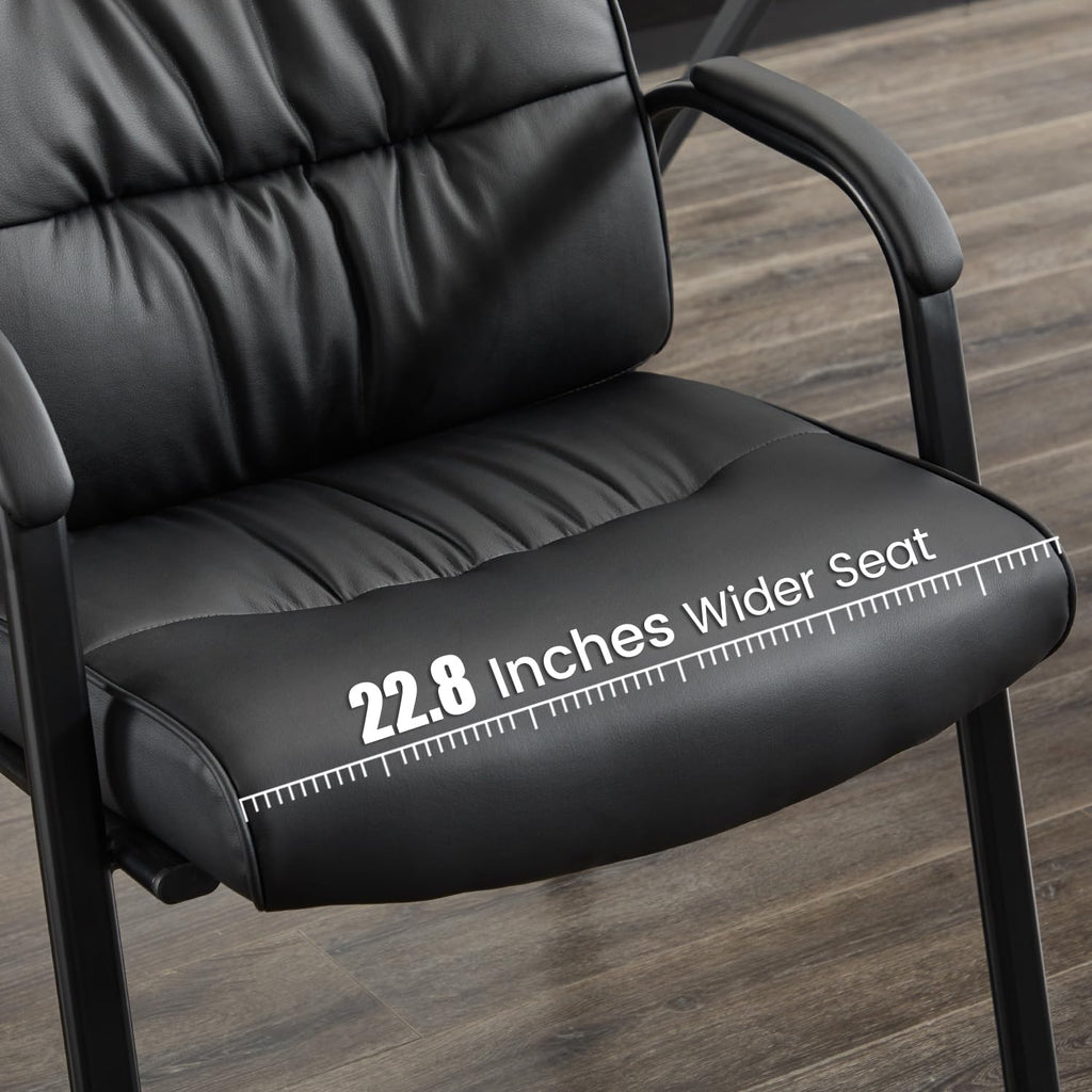 Boiskom Big&wide Office Guest Reception Chair, Conference Room Chairs Waiting Room Chairs, Modern Leather Office Desk Chair No Wheels(brown)