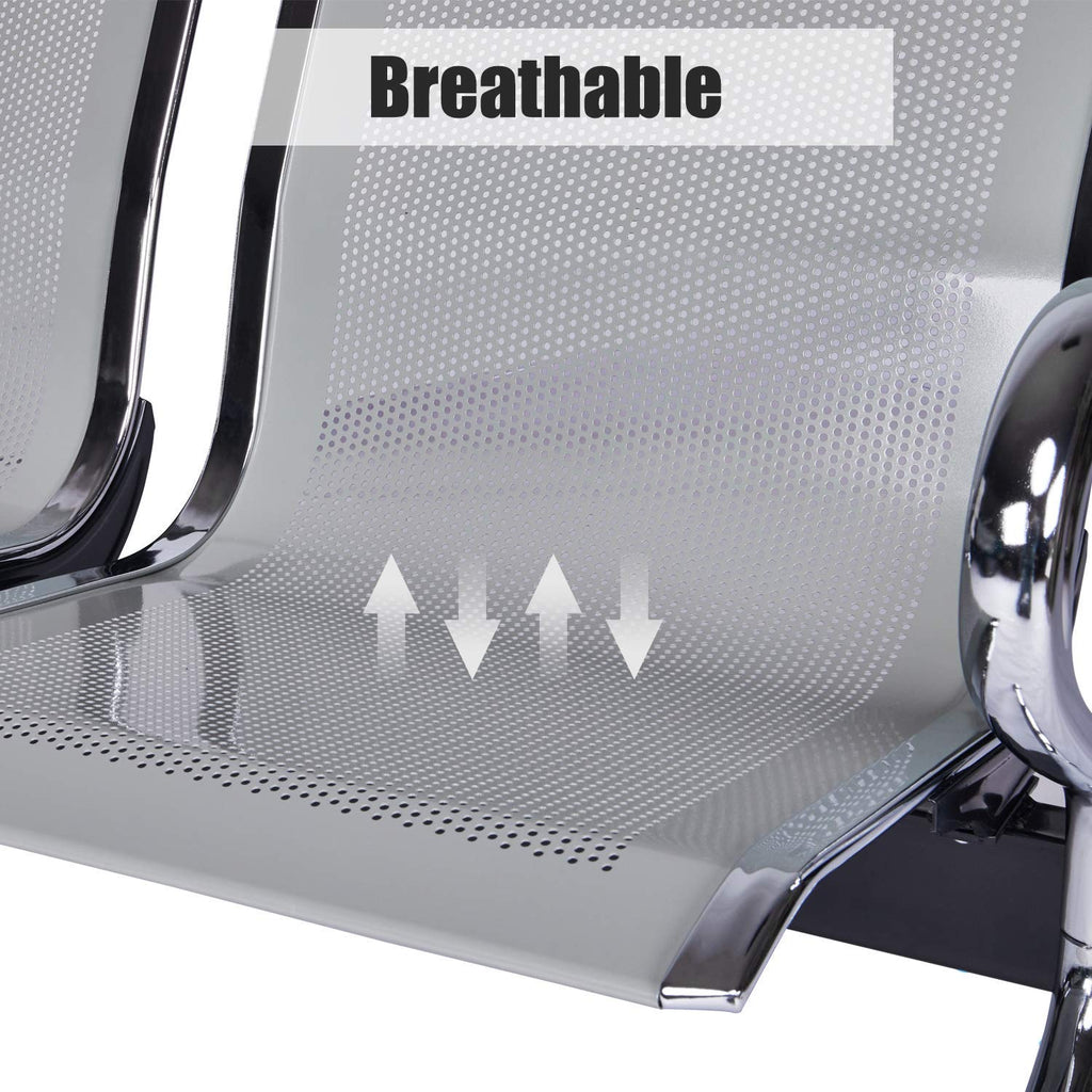 Buenotoys 3-seat Waiting Room Chairs - Waiting Room Bench with Arms Airport Reception Bench Guest Reception Chairs Lobby Bench Waiting Area for