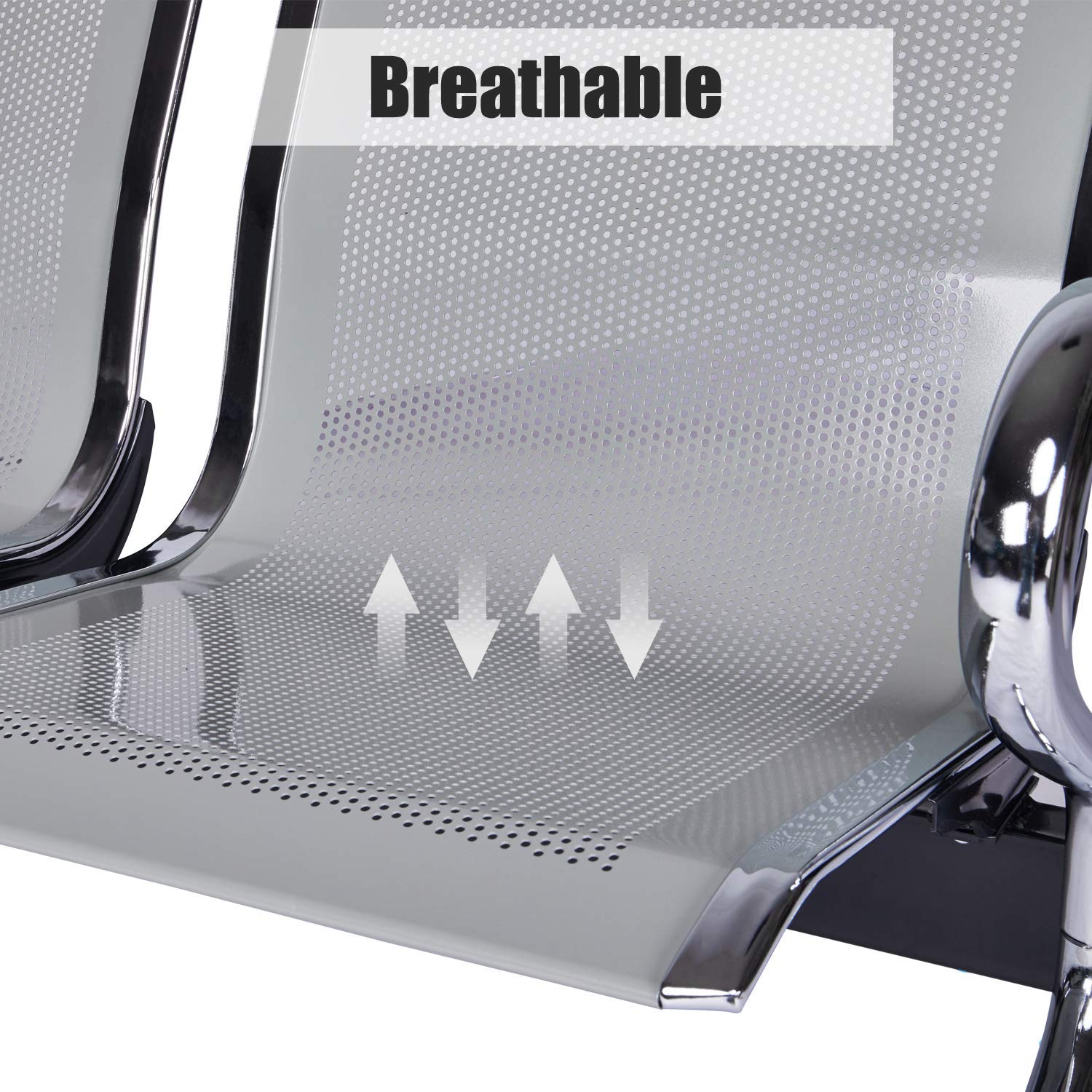 Buenotoys 3-seat Waiting Room Chairs - Waiting Room Bench with Arms Airport Reception Bench Guest Reception Chairs Lobby Bench Waiting Area for