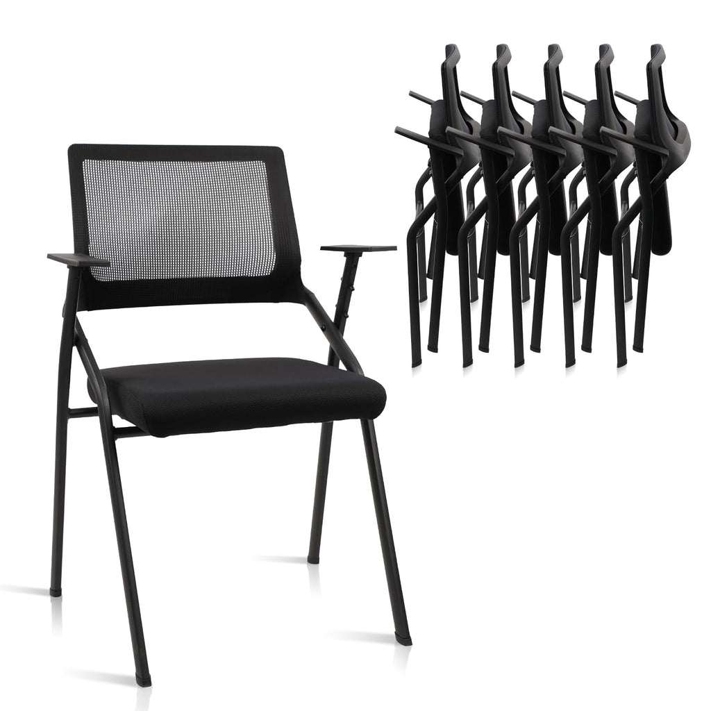 Clatina Stackable & Foldable Office Chairs with Ergonomic Lumbar Support and Thickened Seat Cushion, Folding Mesh Fabric Reception Guest Chair