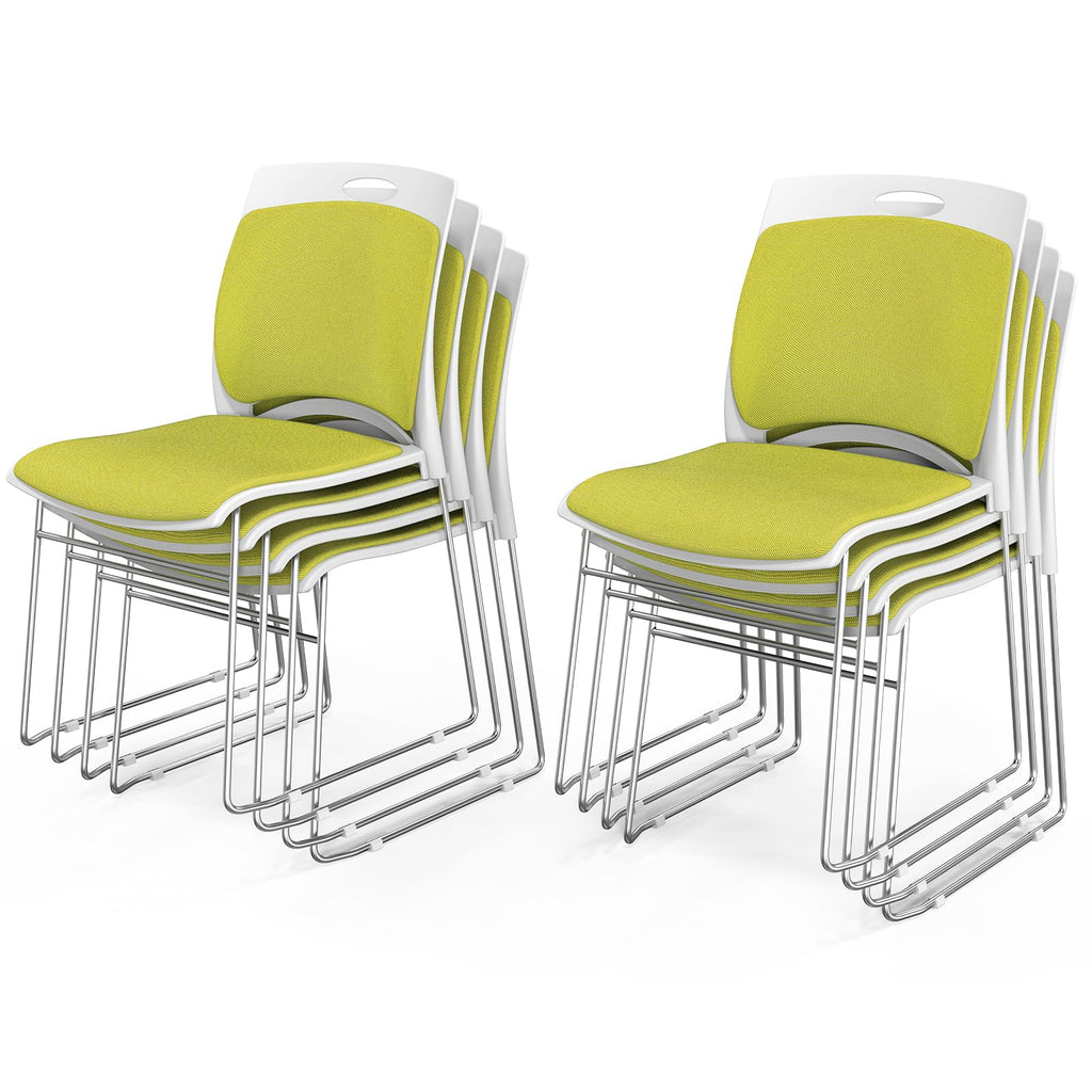 Vingli Stackable Plastic Mesh Padded Chairs for Office Set of 8, Green, 8 Pack