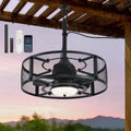 AHAWILL 21 Inch Outdoor Ceiling Fan with Lights - IP65 Waterproof Gazebo Fan, 6 Speeds, Dimmable 3 Color, Plug in Hanging Fan with Hook for Patio, Pergola, Canopy