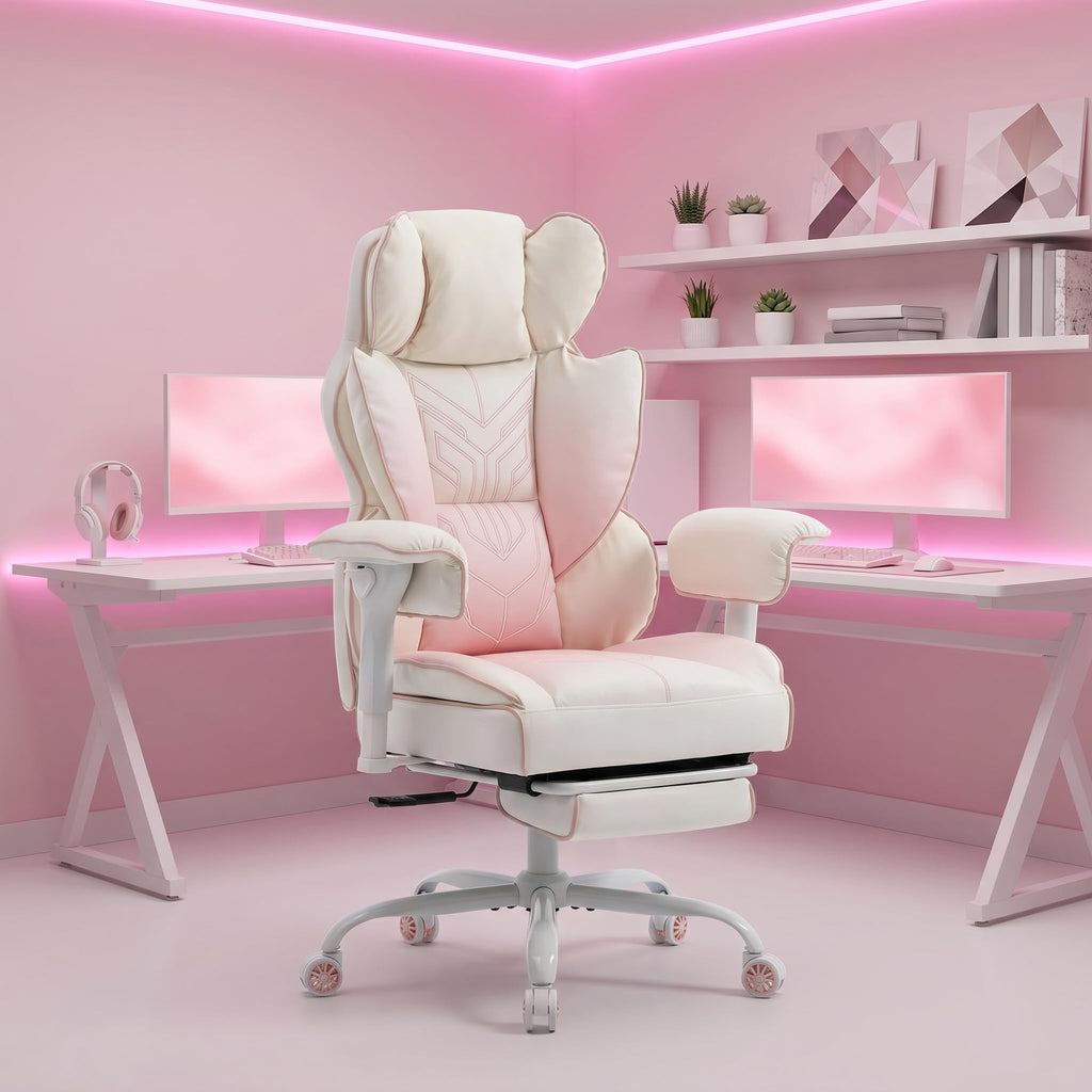 Atmild Big and Tall Gaming Office Chair 400lbs - Heavy Duty Ergonomic Computer Desk Chair with Footrest, Adjustable Armrests, High Back Pu