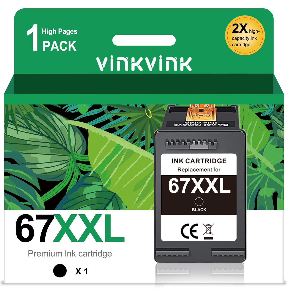 67XXL Ink Cartridge Black Replacement for HP 67 67XL Work for DeskJet 2755 2723 DeskJet Plus 4152 4155 Envy Pro 6458 6052 Printer (Black)