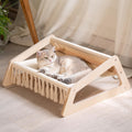 CHEERHOME PETS Cooling Cat Hammock Bed with Removable Washable Cover, Pet Couch Sofa for Indoor Cats Elevated Kitty Lounge Chair Suitable for Puppy, Wooden Cat Furniture(Large)