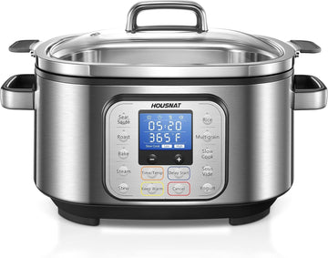 HOUSNAT Slow Cooker 6 Quart 10-in-1 Programmable Stainless Steel Pot