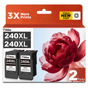 240XL Black Ink Cartridges Replacement Compatible for Canon PG-240 XL 240XL pg240 pg240xl Combo Pack for PIXMA MG3620 MG3600 MG3520 TS5120 MG2120 MX472 MX452 MX512 MX532 Printer (2 Black)