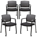 Clatina Mesh Back Guest Reception Arm Chairs with Wheels, Waiting Room Chairs with Upholstered Fabric Seat and Ergonomic Lumbar Support for