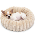 Mini Dog Bed for Very Small Dogs & Cats Washable, Fluffy Round Extra Small Kitten Beds for Indoor Kittens, Ultra-Soft Tiny Puppy Cat Donut Bed for Cozy Sleep, Beige, 16 x 16 x 3.5 Inch