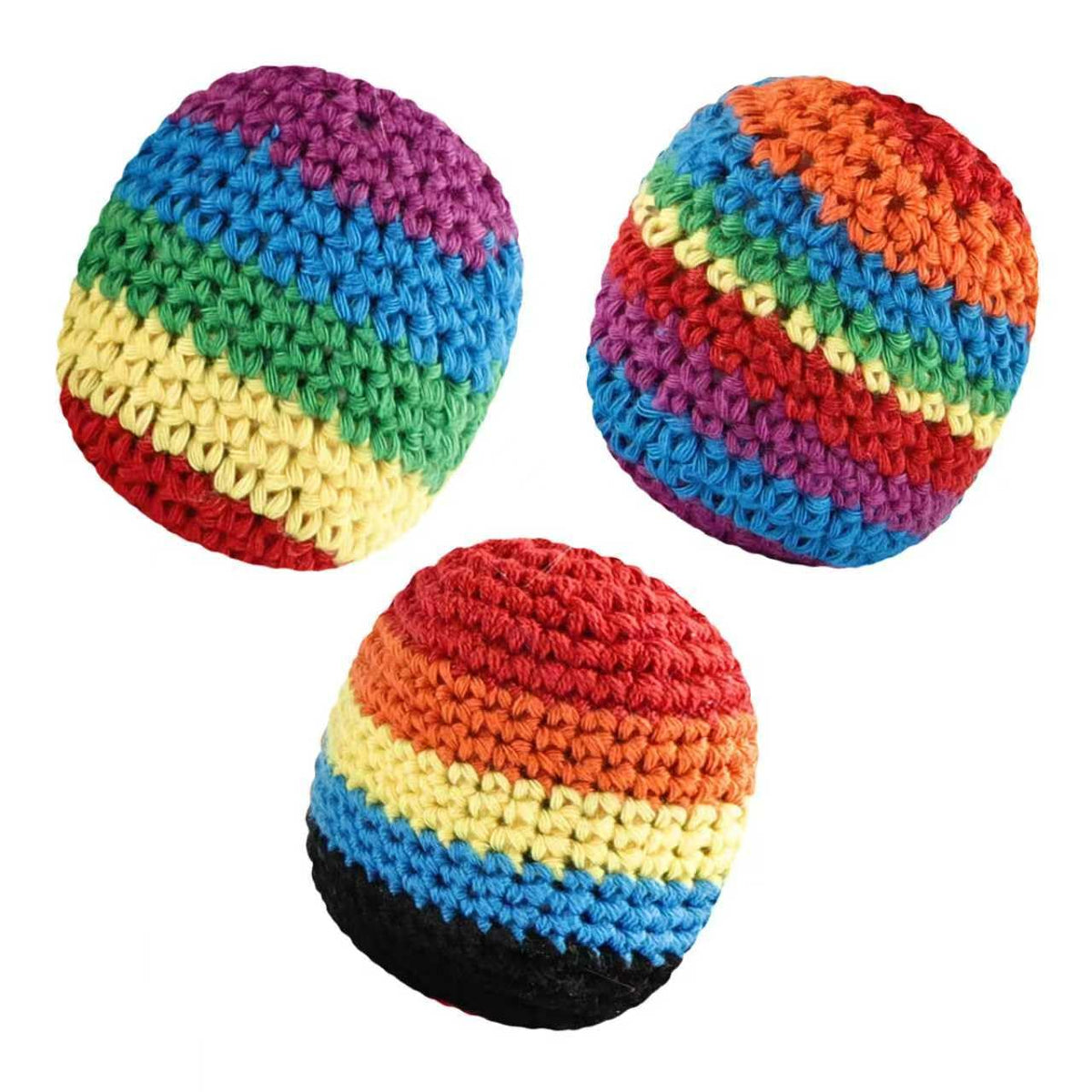 Footbags Set of 3, Hand-Made Knitted Footbags, Multicolor, Sand Fill, for Kids and Beginners, Ages 3 and Up (Random Color+3PCS)