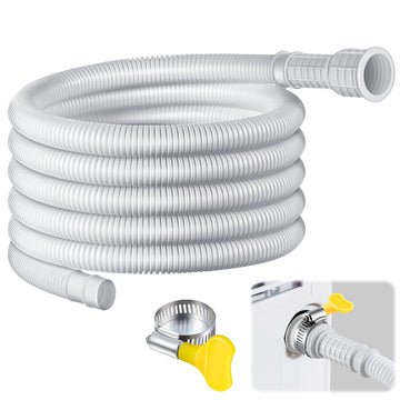Saillong Patent Pending Dehumidifier Drain Hose, 13FT, 3/4 Inch FHT, with Cuttable Rubber Adapter and Connect Clamp, Flexible Universal Drain Hose for Most Dehumidifier Air Conditioner Brands(White)