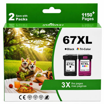 67XL Ink Cartridges Black/Color Combo 2 Pack Replacement for HP 67 Ink XL NEW CHIP, for DeskJet 2800e 4200e 2855e 2827e 2800 2852e 2700 2755e 2700e 4100e 4227e Envy 6400 6000 6055e 6458e Printer Ink