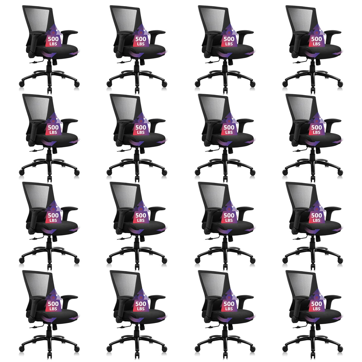 Clatina Big and Tall Office Chair Heavy Duty Ergonomic Desk Chair 500lbs with Flip-up Arms & Wide Thick Seat Cushion Home Executive Swivel Mesh