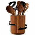 Acacia Wood Utensil Holder - 360° Rotating Countertop Organizer with Non-Slip Base, Large Capacity Kitchen Utensil Crock for Spatula, Spoon & Cooking Tools