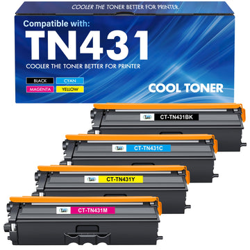 TN431 TN-431 4-Color Toner Cartridge Set Compatible for Brother TN 431 for Brother MFC L8900CDW MFC-L8900CDW HL-L8360CDW HL-L8260CDW MFC-L8610CDW HL-L8360CDWT TN431BK TN431C TN431M TN431Y Printer