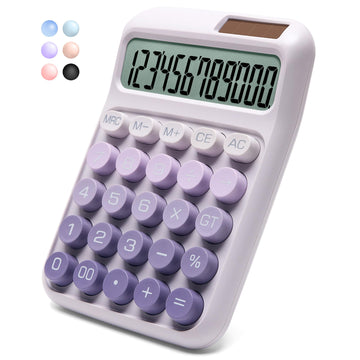Desk Calculator,12 Digits, Large LCD Display,Big Buttons,Solar and Battery Dual Power Desktop Calculators,Cute and Aesthetic,Suitable for Office and Study (Ombre Purple, M)