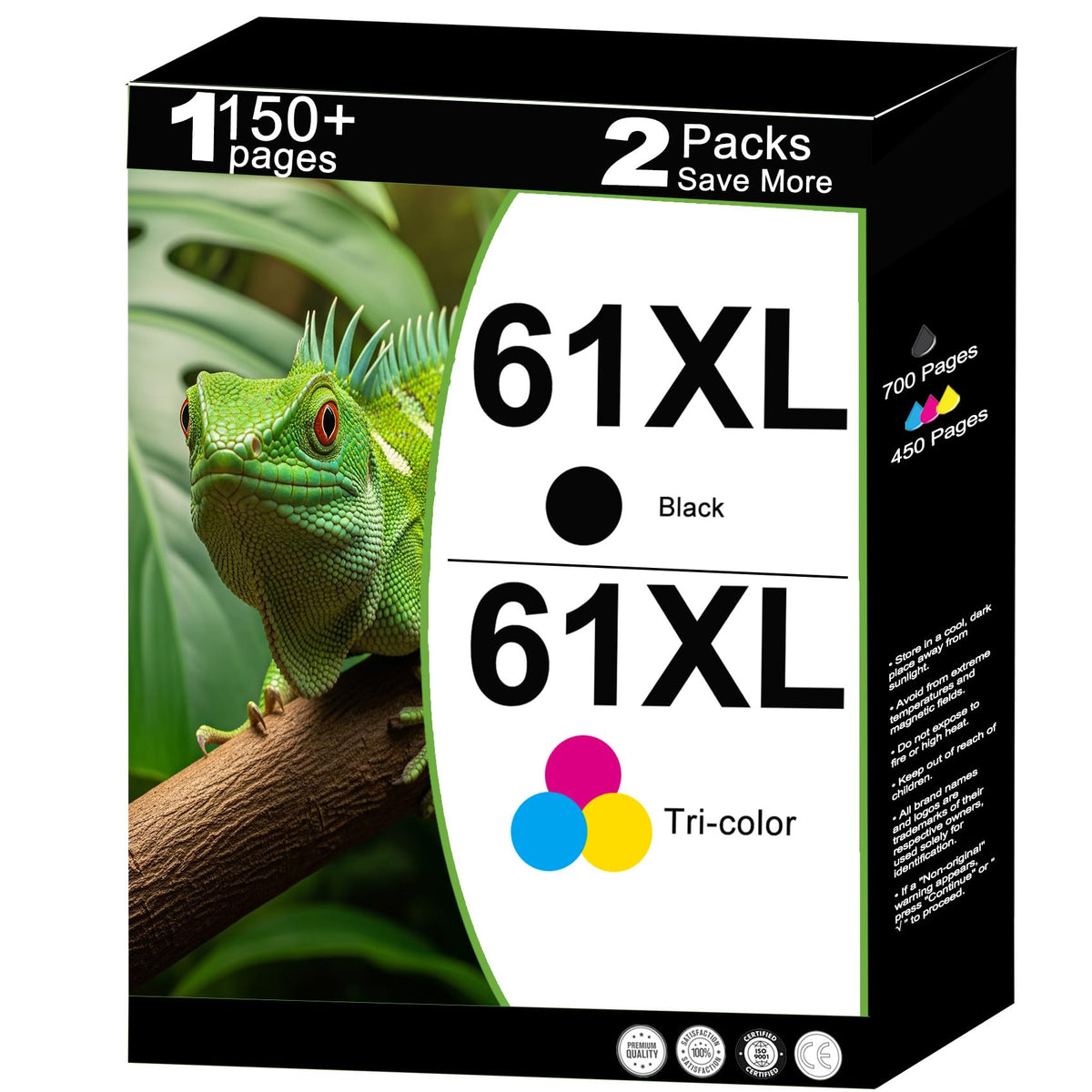 61XL Ink Cartridge for HP 61 XL Black Combo (2 Packs) Replacement for HP61 HP61XL for 5530 4500 2620 4630 2540 4502 3050 1510 4632 4501 2542 2514 3510 4635 3050a 5535 4610 Printers with V10.1.2 Chips