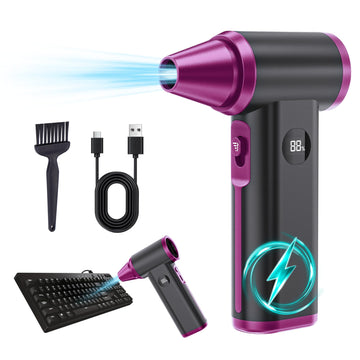 Compressed Air Duster- 130000RPM Rechargeable Electric Air Duster for PC Keyboard, Mini Dust Blower Cordless Air Blower Jet Dryer Turbo Fan Handheld Blower for Car Home Office