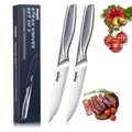 Huusk Serrated Steak Knives Set - 4.5" Japanese Stainless Steel Steak Knives Set of 2, Sharp Dishwasher Safe Dinner Knife for Kitchen Table with Gift Box, Christmas Gifts for Men Women