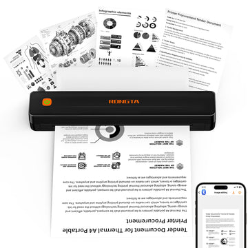Rongta Thermal Portable Printers Wireless for Travel, Bluetooth Mobile Printer, Inkless Printer for School/Office/Home Use, Compatible with Android,iOS & Laptop (Black)
