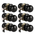 KNOBWELL 6 Pack Matte Black Door Knob - Round Interior Door Handles for Hallway & Closet, Non-Locking Passage Door Knobs with Durable Lockset, Easy Install