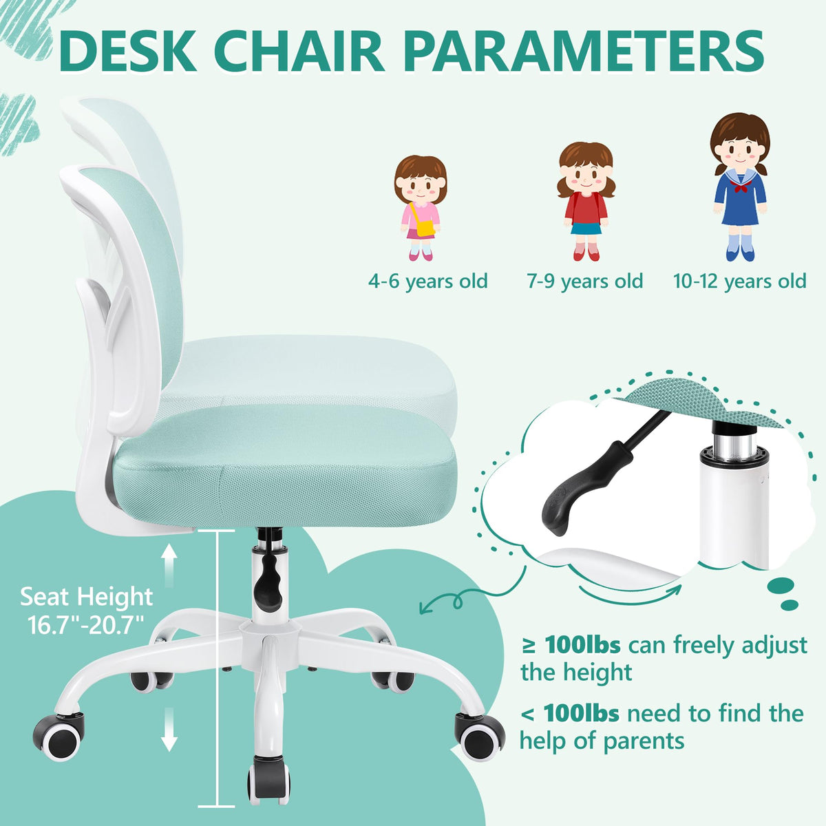 Primy Office Drafting Chair Armless, Tall Desk Adjustable Height and Footring, Low-back Ergonomic Standing Mesh Rolling for Art Room, or