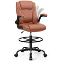 Drafting Chair, Tall Office Chair for Standing Desk, High Executive Leather Ergonomic Computer Chair with Adjustable Height and Flip-up Armrest
