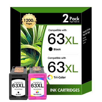 63 63XL Ink Cartridges Combo Pack for HP 3830 4520 4650 5255 5258 Printers | Replacement for HP63XL Black and Color for HP Envy 4520 4512 OfficeJet 3830 4650 5255 5258 5200 DeskJet 1112 Printer 2-Pack