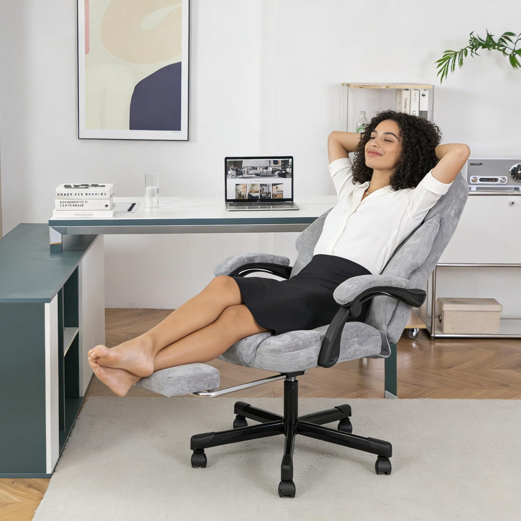 Massage Office Chair with Foot Rest,high Back & Heat 6 Vibration Points, Executive Desk Chair,big and Tall Office Chair 400lbs, Comfortable