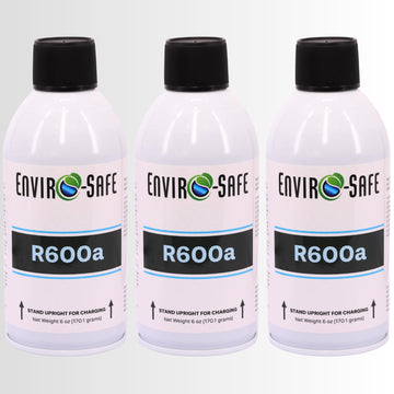 R600a Refrigerant - 6oz Upright Self Sealing Style Top for HVAC & Refrigeration Use | 99.7% Purity | EPA Approved Hydrocarbon (3 Cans Only)