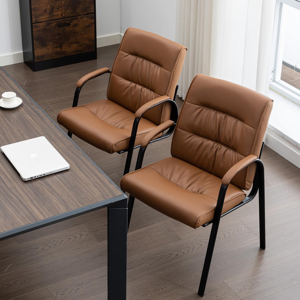 Boiskom Office Guest Reception Chair Set of 2, Conference Room Chairs Waiting Room Chairs 2 Pack, Modern Leather Office Desk Chair No Wheels.